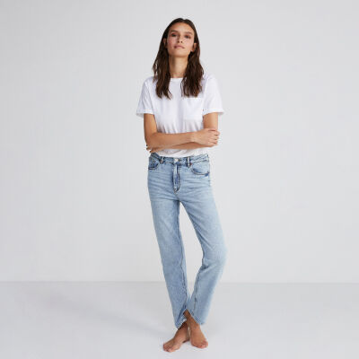 Springfield Damen Jeans – Reguläre Passform, 5-Taschen-Design, Mit Knopf & Reißverschluss