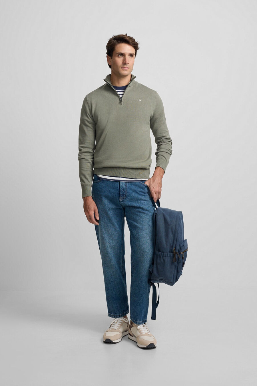 Jersey liso media cremallera