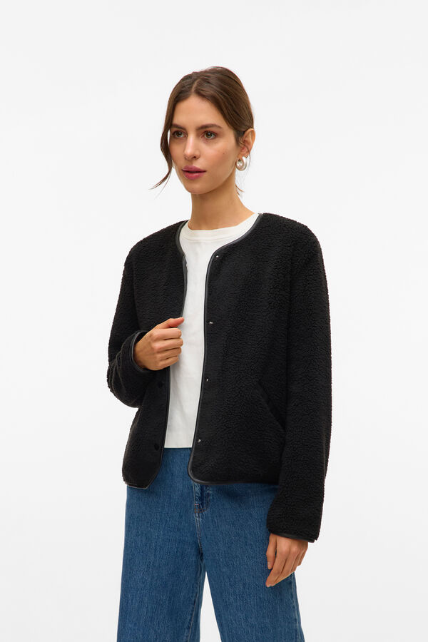 Vero Moda Chaqueta corta borrego Black