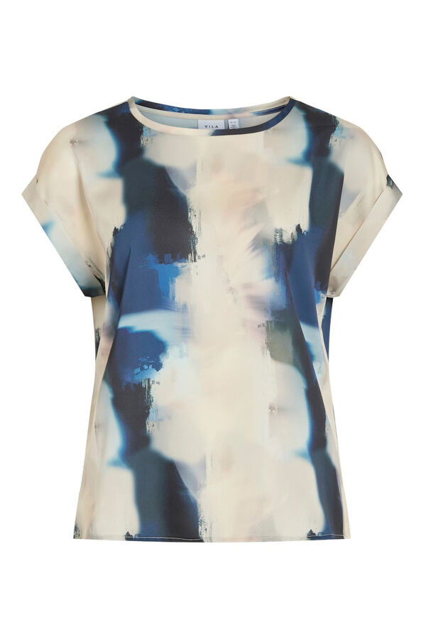 Vila Blusa manga corta satinada Estampado azul