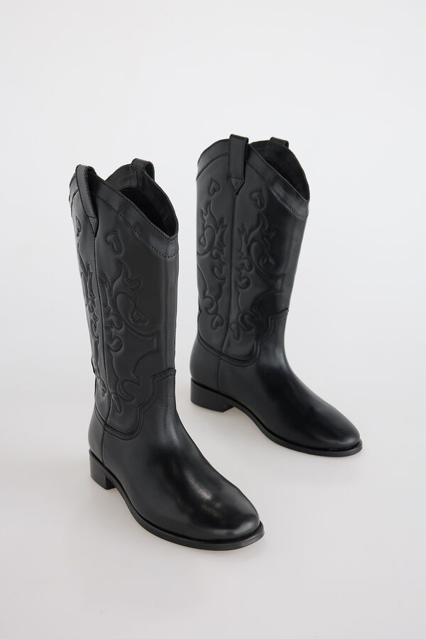 Slowlove Flat leather boot Black