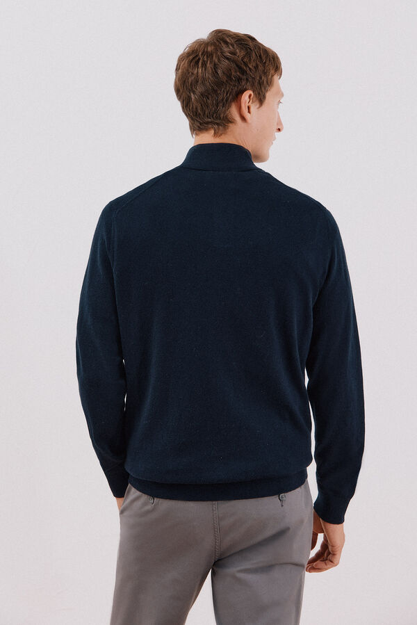 Cortefiel Jersey algod&oacute;n cashmere cuello alto botones Azul marino