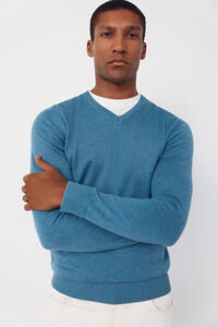 Cortefiel Jersey punto algod&oacute;n cuello pico b&aacute;sico
