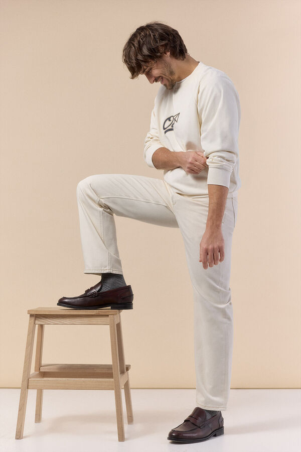 OOTO Sudadera logo cuello redondo Marfil