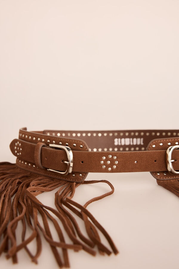 Slowlove Cinto de cintura alta com efeito pele Castanho