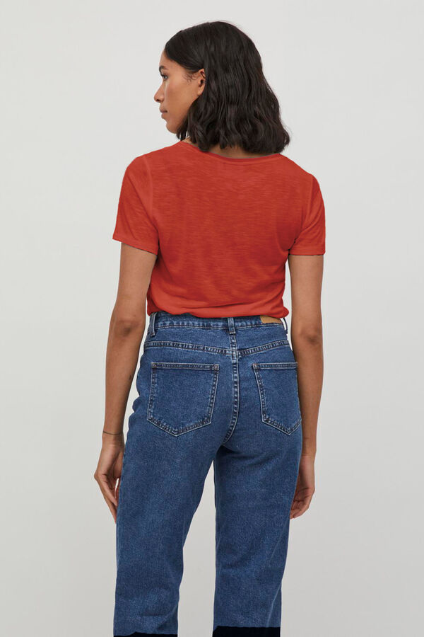 Vila Viscose short sleeve T-shirt Coral