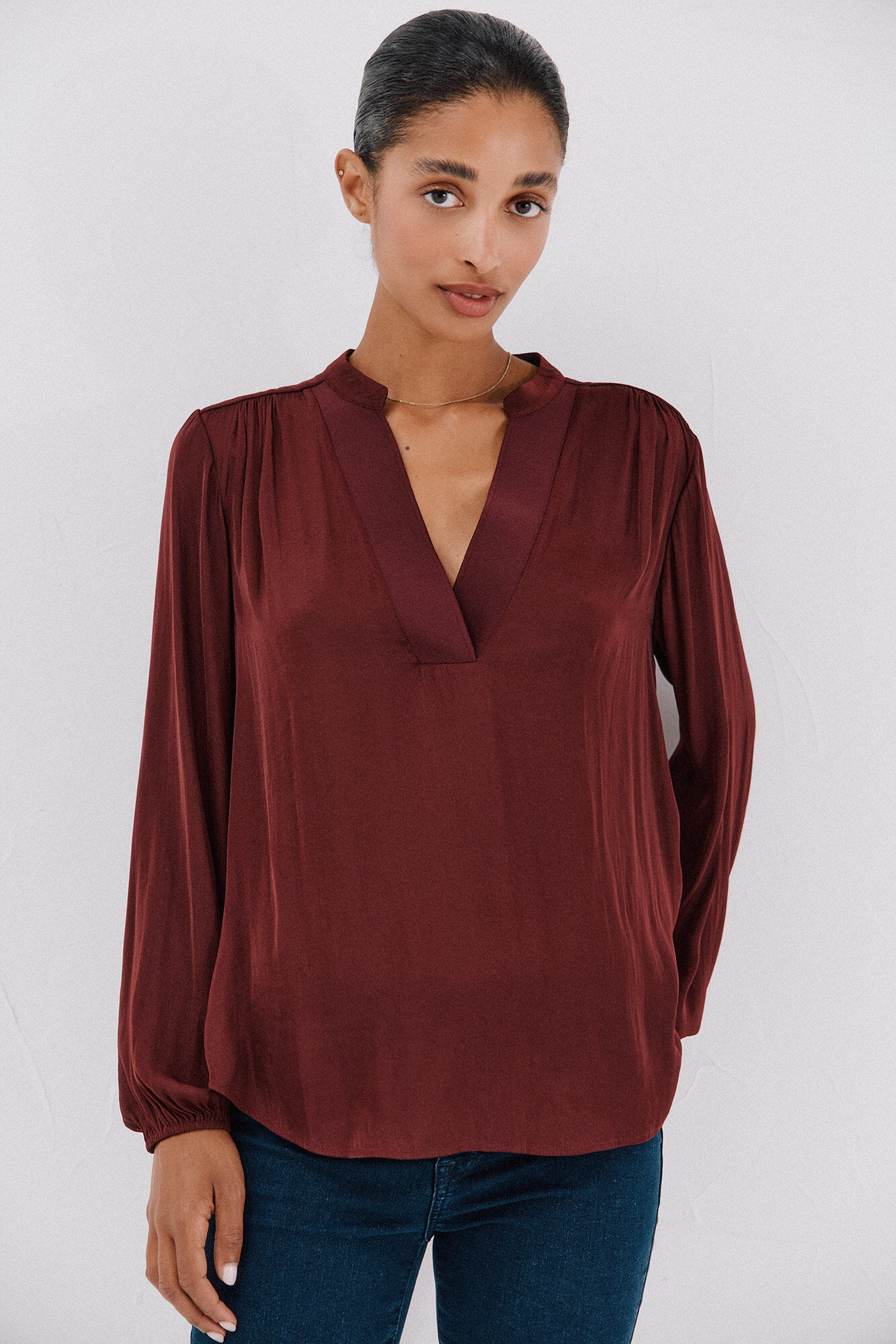 Cortefiel Blusa de satin fluido