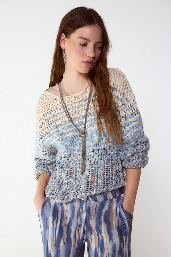 Slowlove Jersey punto calado Azul