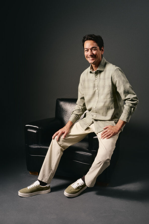 OOTO Camisa cuadro sobretintado Kaki