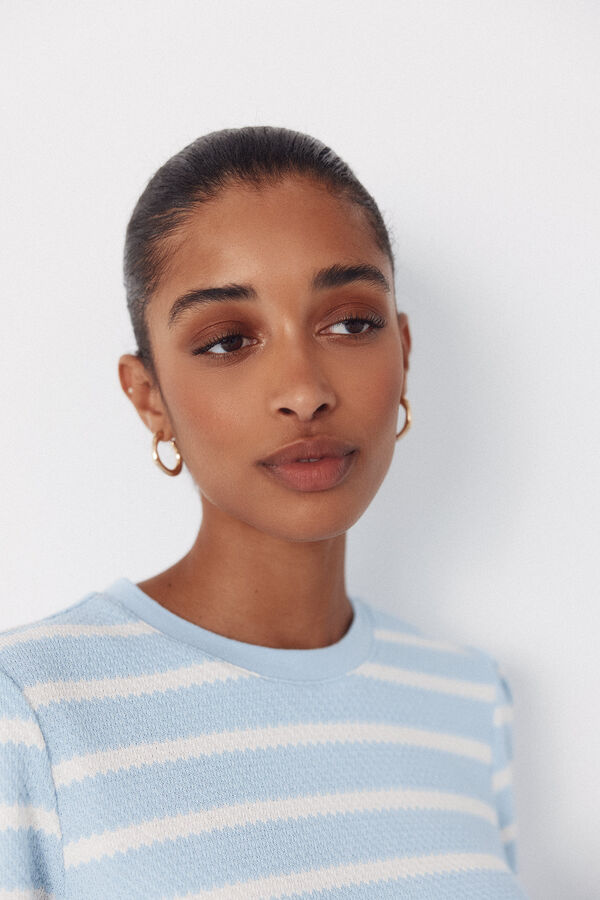 Cortefiel Top estructura rayas Azul