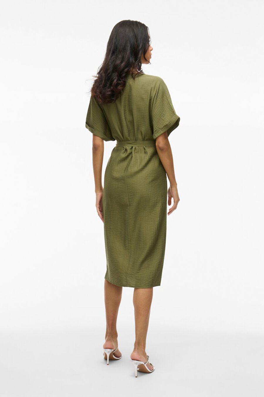 Vestido midi manga 2/4 con viscosa