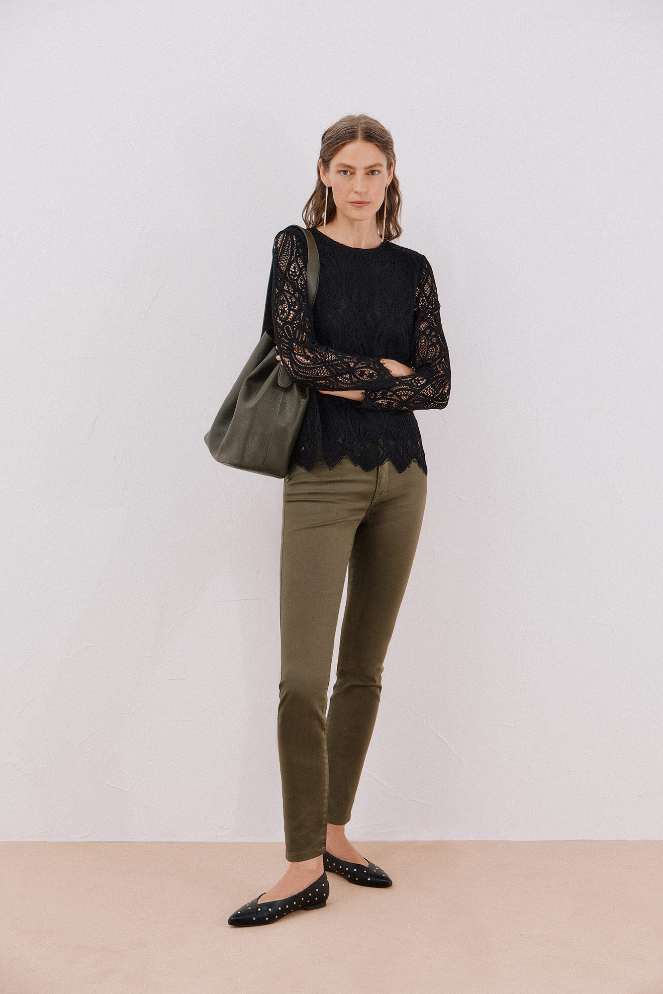 Cortefiel Blusa de guipura de manga comprida