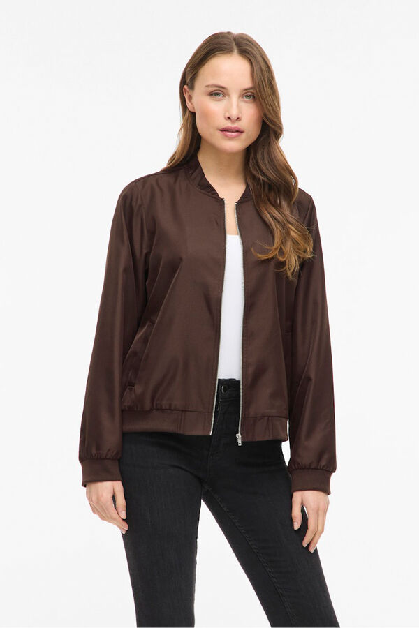 Vila Chaqueta bomber satinada Marr&oacute;n oscuro
