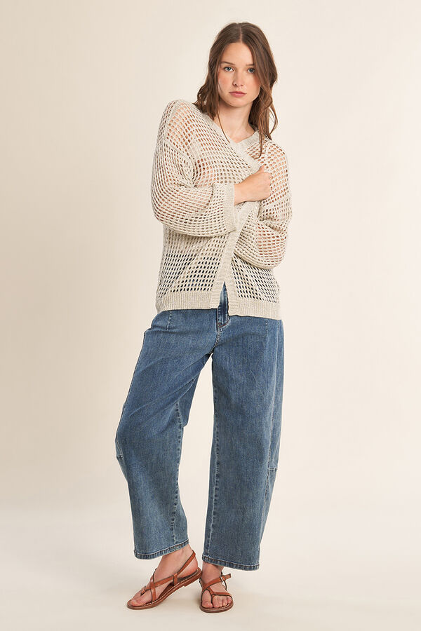 Molly Bracken C&aacute;rdigan de mujer de manga larga en punto calado Gris