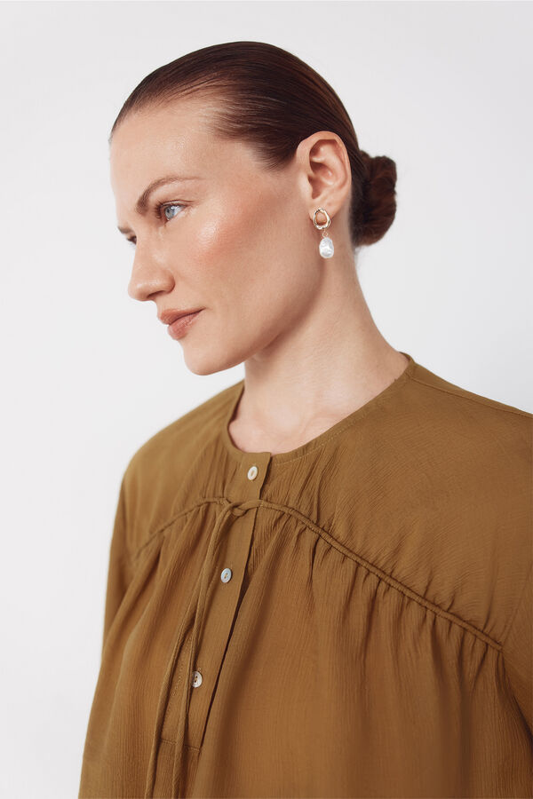 Cortefiel Blusa cord&oacute;n Amarillo