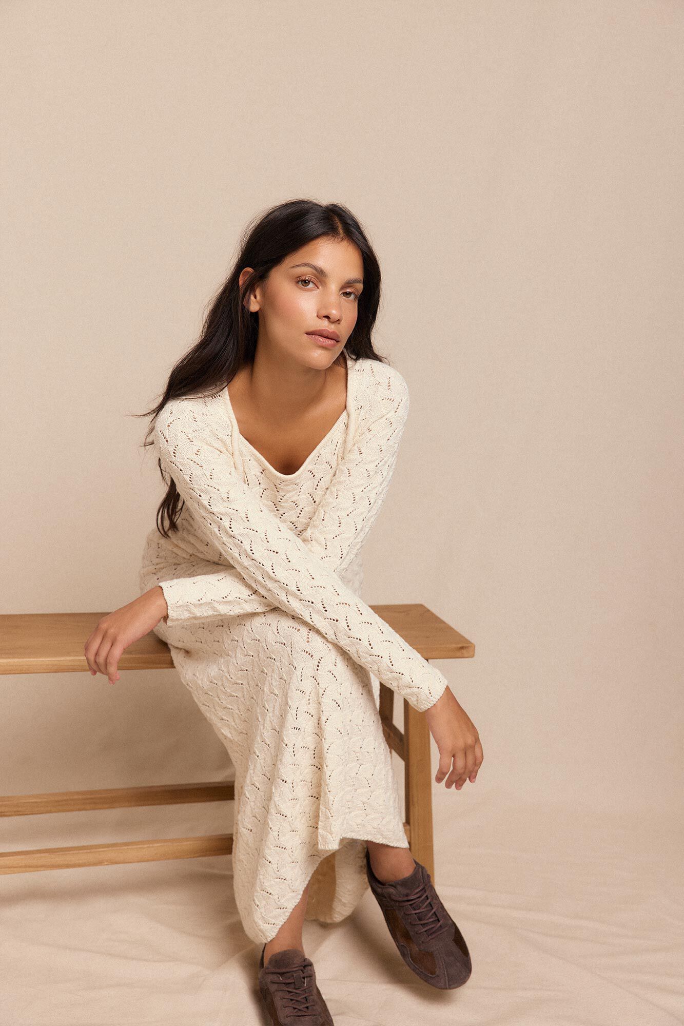 Slowlove Vestido de malha vazada multicolor