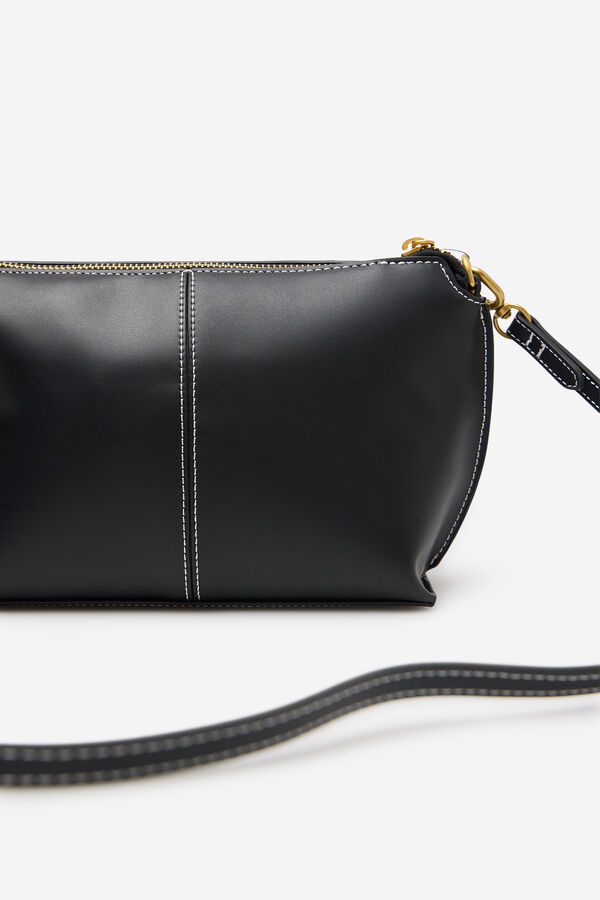 Cortefiel Bandolera b&aacute;sica pespuntes Black