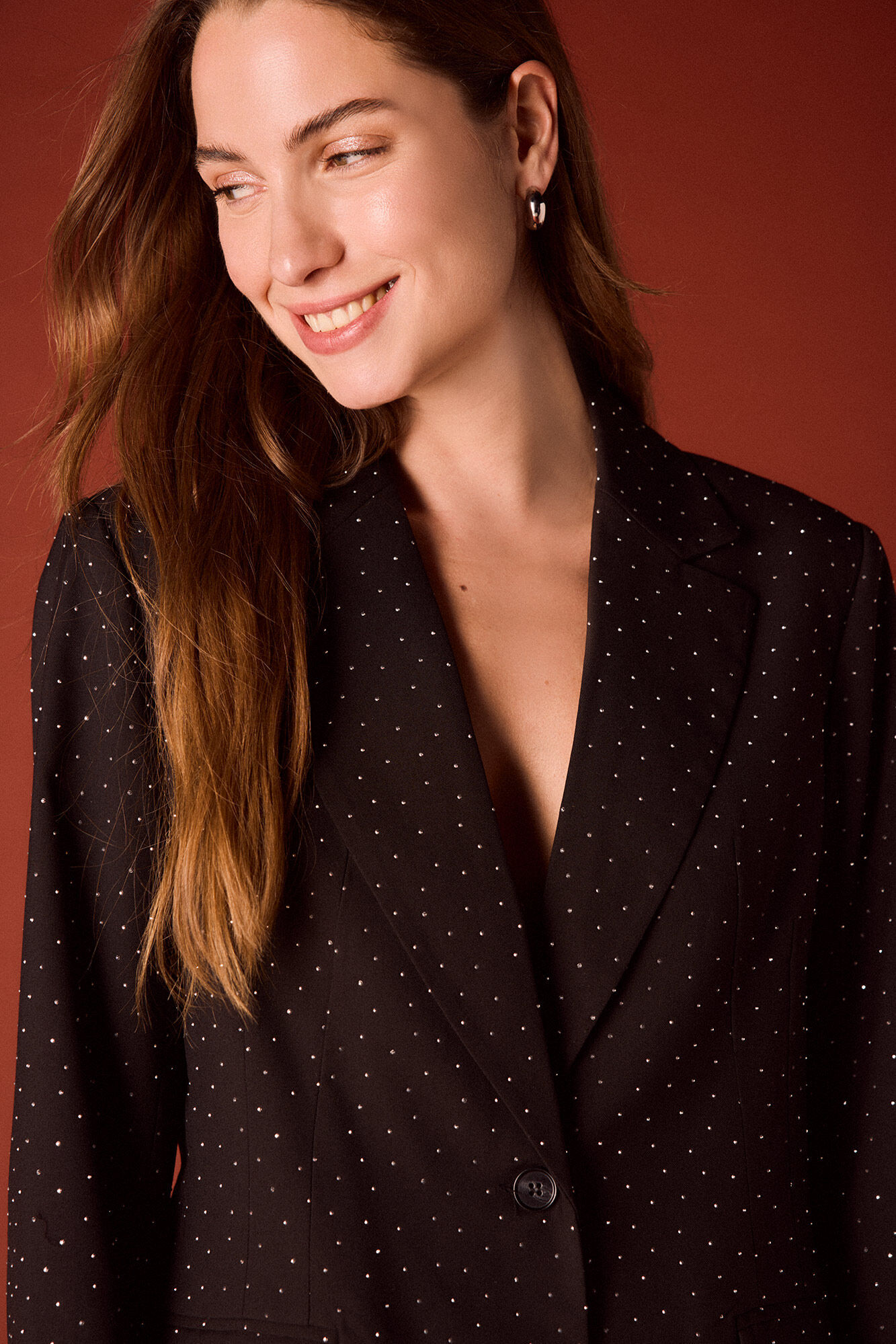 Slowlove Blazer entallada de strass