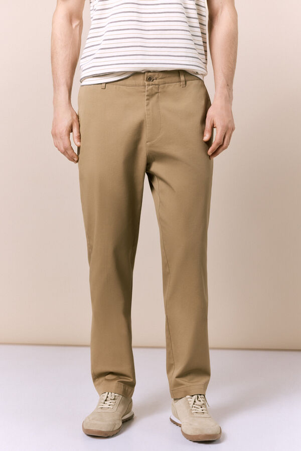 OOTO Pantal&oacute;n traje coordinado algod&oacute;n Brown