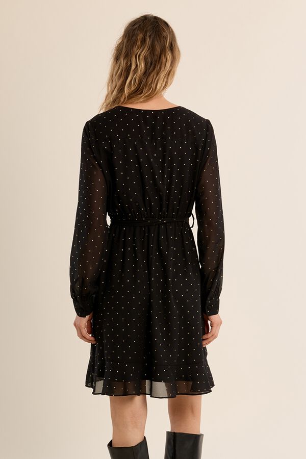 Molly Bracken Vestido curto com la&ccedil;ada e estampado Preto