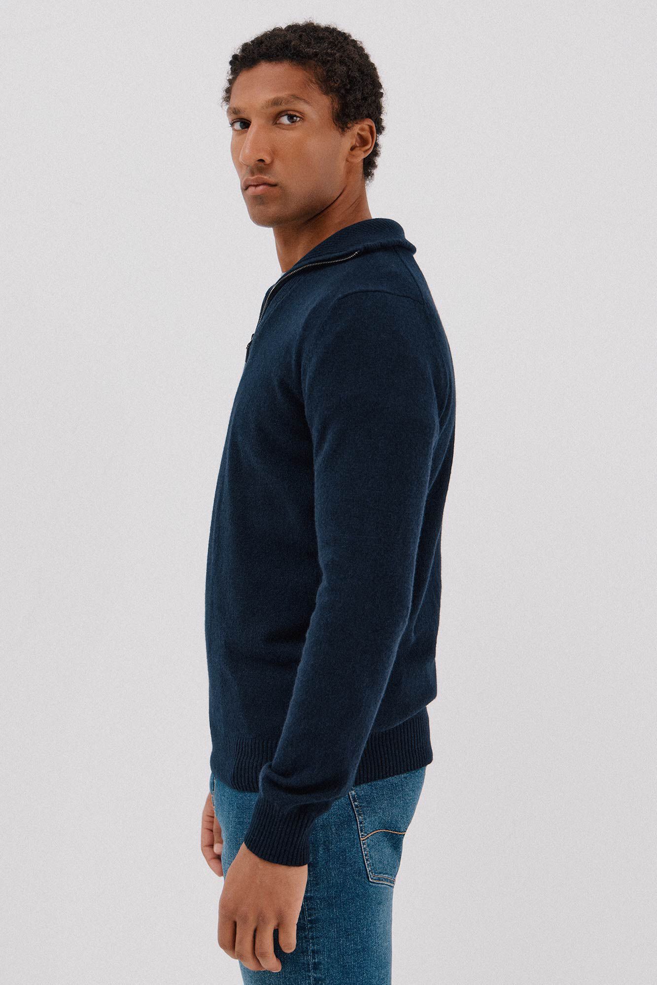 Cortefiel Jersey lana lambswool cuello abierto cremallera