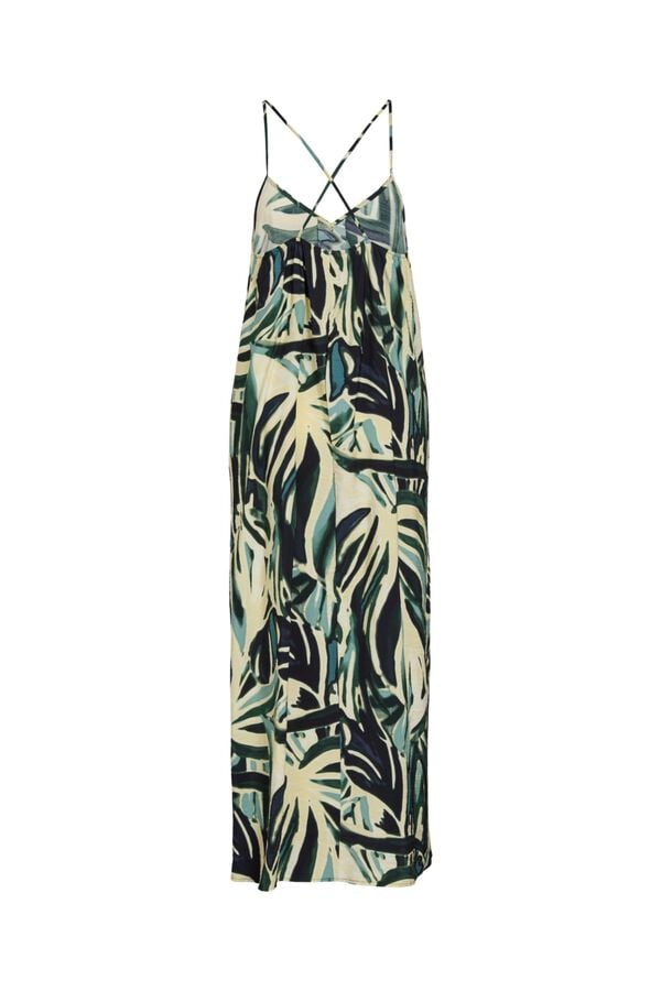 Vila Vestido largo de tirantes con viscosa Verde oscuro