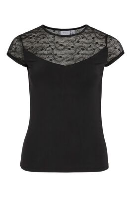 Camiseta manga corta encaje floral