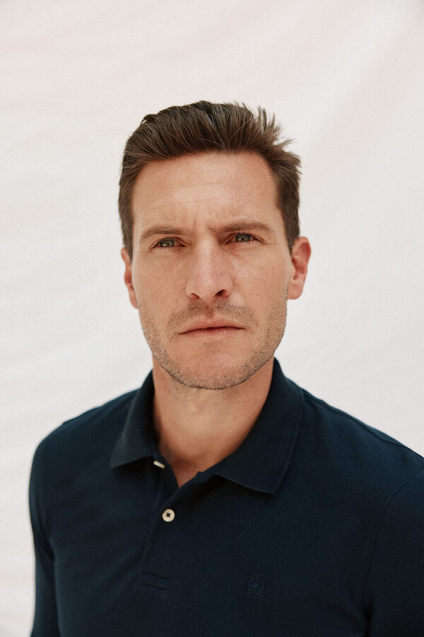 Cortefiel Essential long-sleeved polo shirt Navy