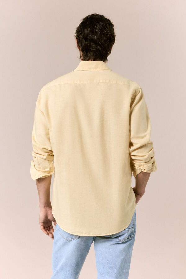 OOTO Camisa algod&oacute;n lino manga larga Dorado