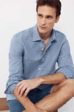 Cortefiel Camisa lino algod&oacute;n cuadros