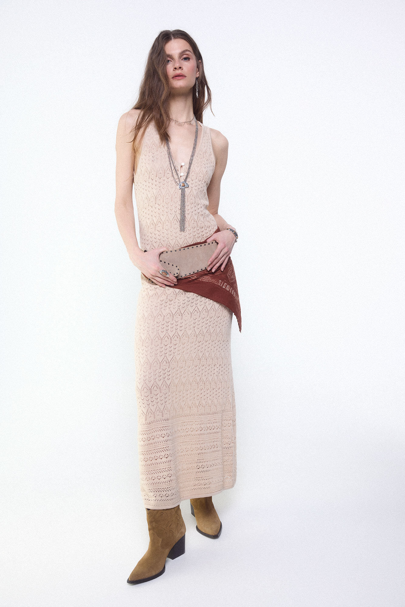 Slowlove Vestido de malha rendada