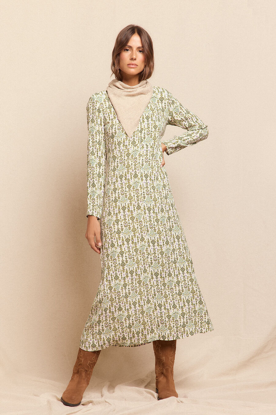 Vestido largo estampado