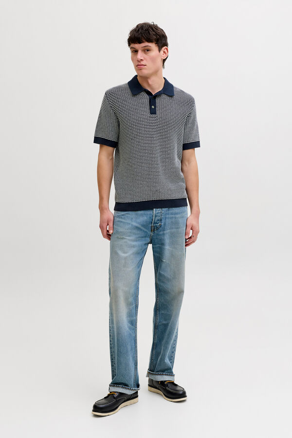 Jack & Jones Polo de malha bicolor Azul