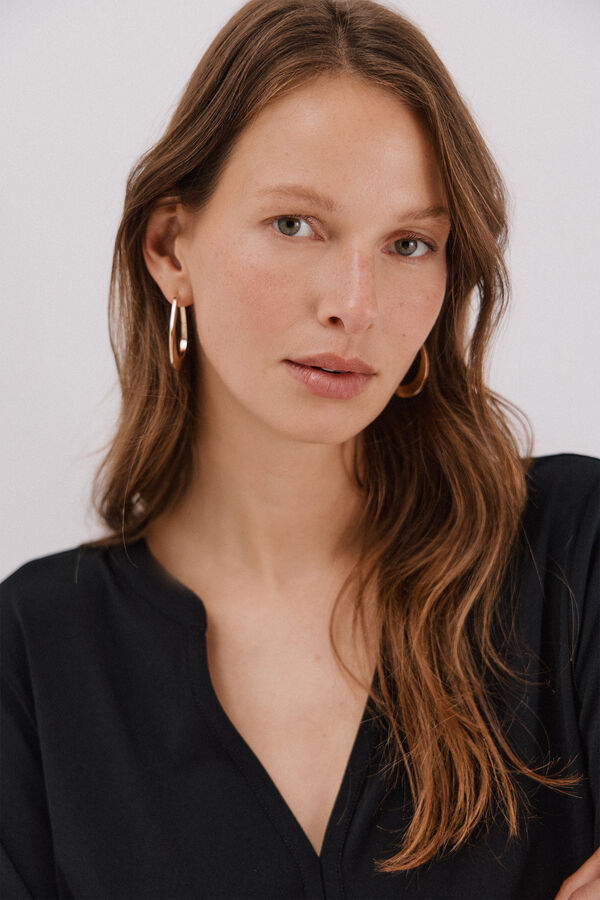 Cortefiel Basic top with mandarin collar Black