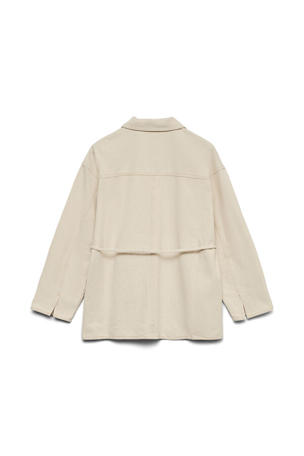 Vero Moda Chaqueta denim detalle flor Beige