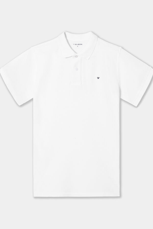 Silbon Polo clasico liso Blanco