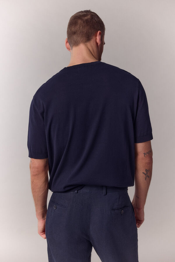 OOTO T-shirt camisola premium manga curta em algod&atilde;o Azul