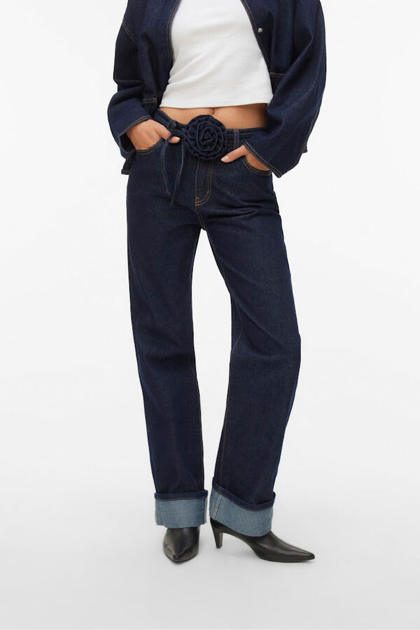 Vero Moda Vaqueros anchos vuelta en el bajo Azul marino