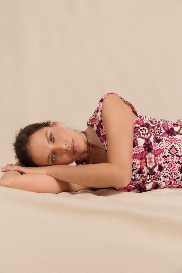 Slowlove Vestido punto estampado frunce Several