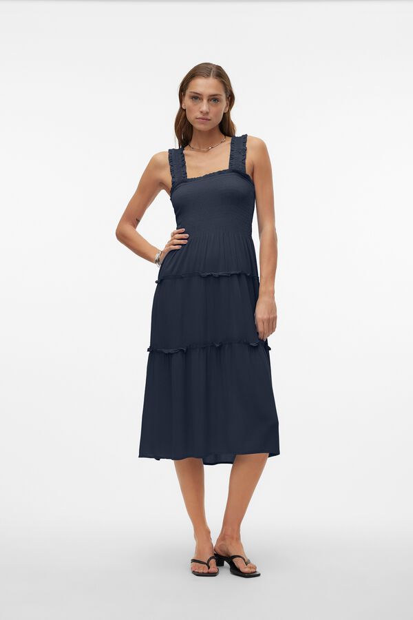 Vero Moda Vestido con el&aacute;stico corte midi Azul marino