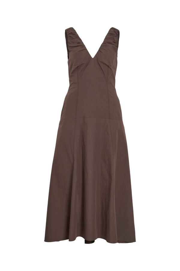 Vila Vestido largo con tirantes de algod&oacute;n Marr&oacute;n