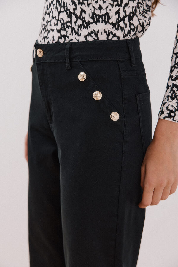 Cortefiel Pants buttons Black