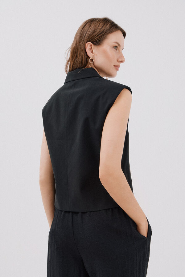 Cortefiel Chaleco de cuello solapa Black