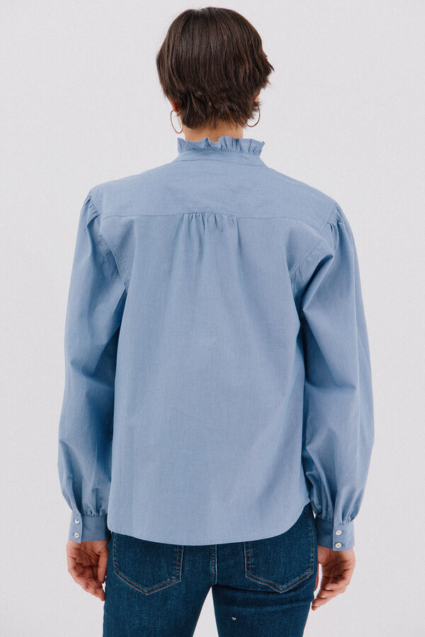 Cortefiel Blusa riscas com gola franzida Azul