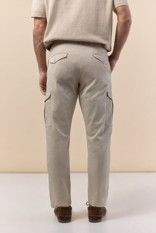 OOTO Slim fit cargo trousers Beige