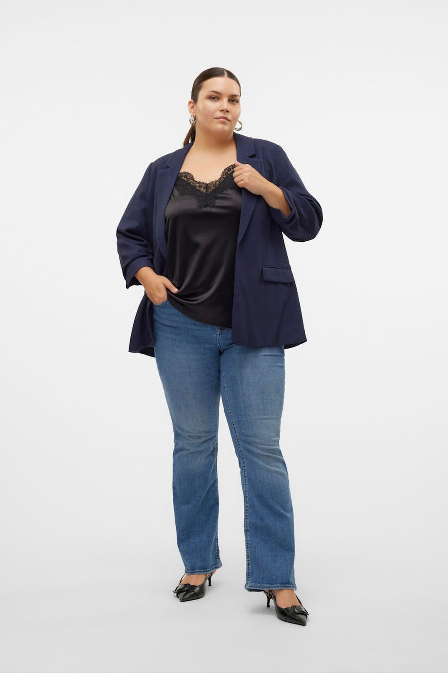 Americana manga fruncida talla grande