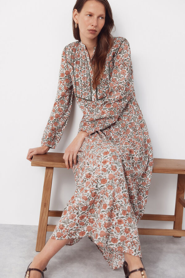 Cortefiel Vestido fluido estampado Estampado blanco