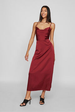 Vila Vestido comprido acetinado com decote drapeado