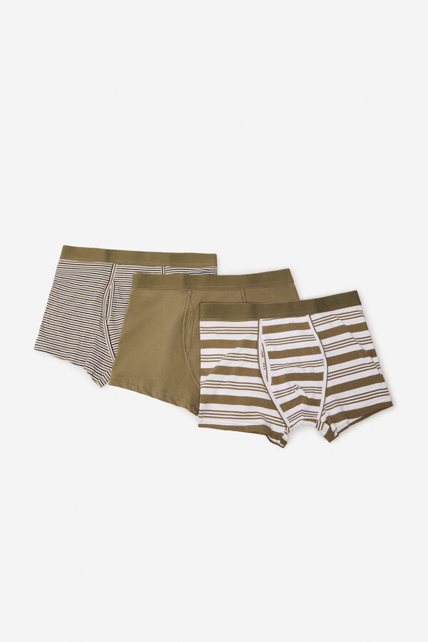 Cortefiel 3-pack jersey-knit boxers Kaki