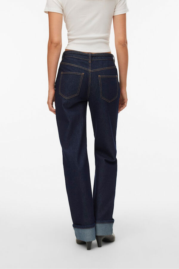 Vero Moda Vaqueros anchos vuelta en el bajo Azul marino